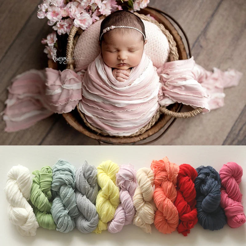 Lace Wraps Ruffle Stretch Fabric Posing Swaddle Baby Bebe Shooting First Photo