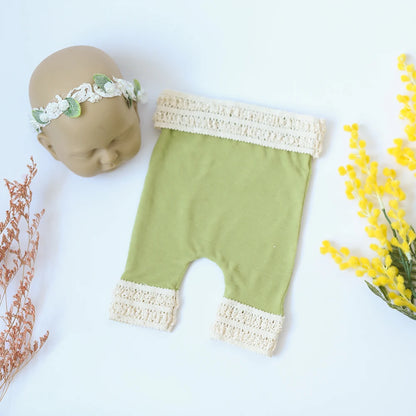 Baby Girl Halo Flower Headbands Lace Romper Bebe Chothing Set