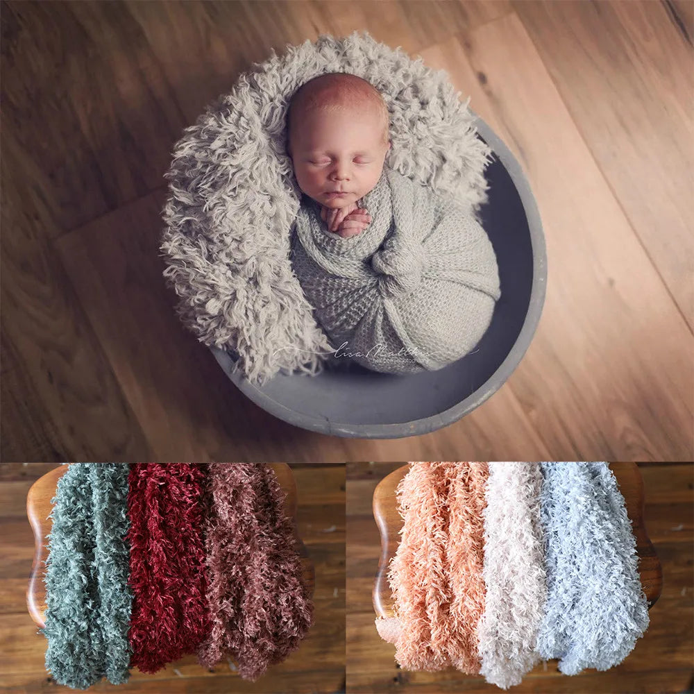 Fur Flokati Soft Curly Faux Cuddly Nest Newborn Basket Filler Baby Layering Blanket Stuffers