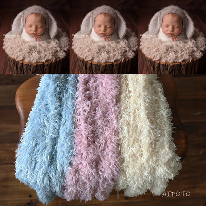 Fur Flokati Soft Curly Faux Cuddly Nest Newborn Basket Filler Baby Layering Blanket Stuffers