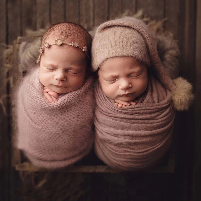 2pcs Wrap Hat Sets Newbornn Boys Girls Swaddle Blanket