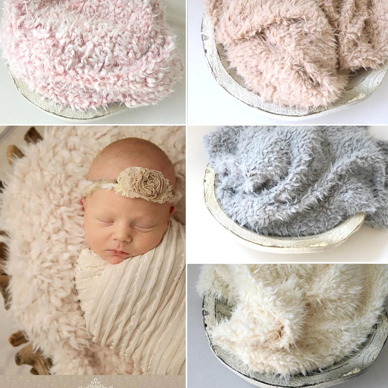 Newborn Backdrop Faux Fur Flokati Rug Blanket Shoot Studio Set Baby Basket Stuffer Posing