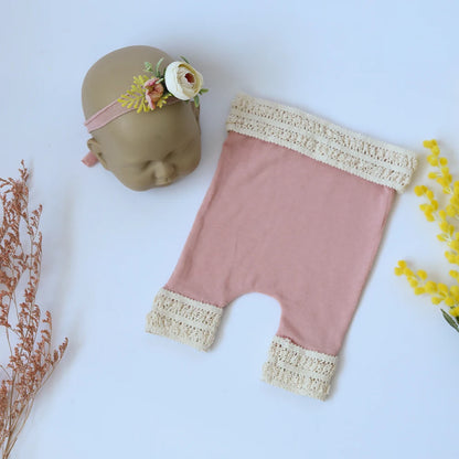 Baby Girl Halo Flower Headbands Lace Romper Bebe Chothing Set