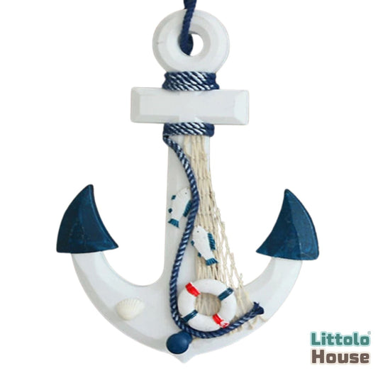Newborn Studio Photography Prop | Baby Ship Anchor | Miniature Wooden Decorative |Navy Blue