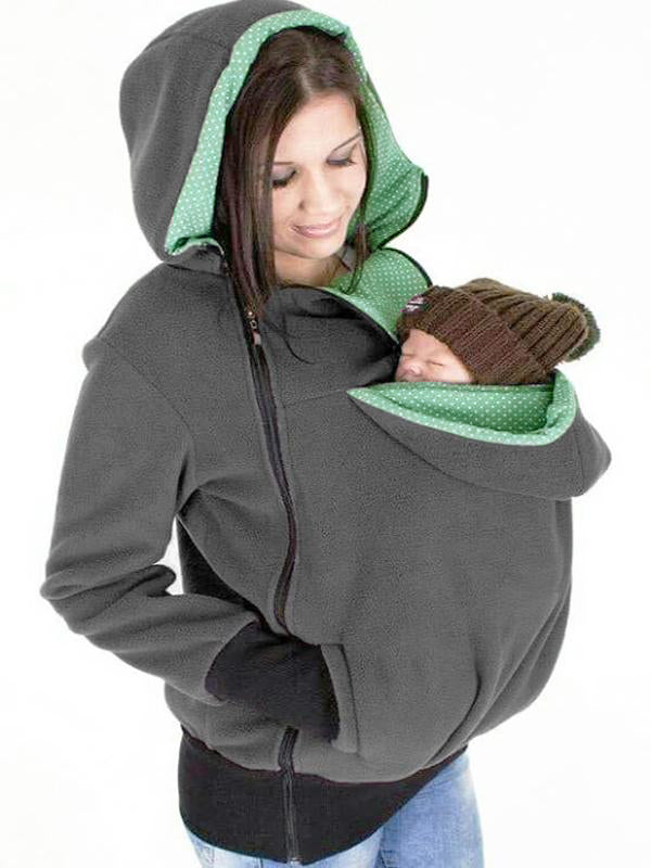 fotobeyou Polka Dot Multifunction Breast-feeding Kangaroo Casual Pregnant Maternity Hooded Sweatshirt