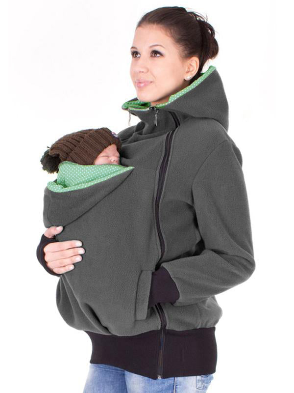 fotobeyou Polka Dot Multifunction Breast-feeding Kangaroo Casual Pregnant Maternity Hooded Sweatshirt