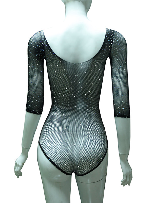fotobeyou Black Off Shoulder Maternity Photoshoot Body Rhinestones Crystal Bodysuit