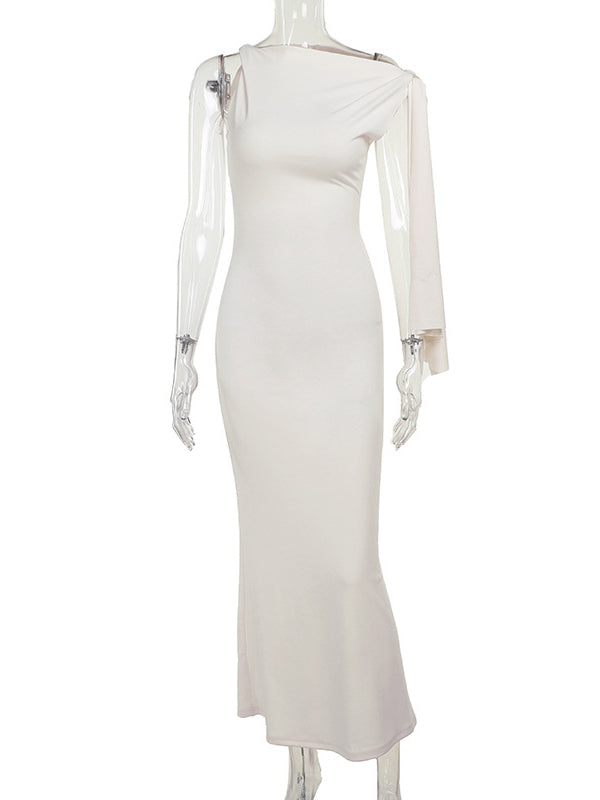 fotobeyou Strap Ties One Shoulder Mermaid Bodycon Elegant Photoshoot Baby Shower Maternity Maxi Dress