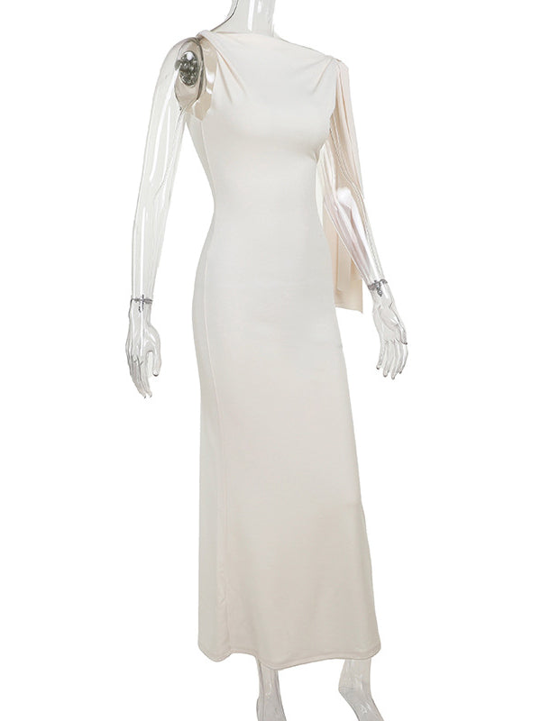 fotobeyou Strap Ties One Shoulder Mermaid Bodycon Elegant Photoshoot Baby Shower Maternity Maxi Dress