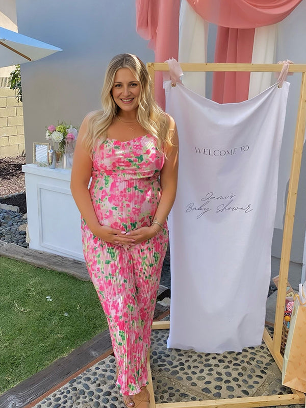 fotobeyou Pink Floral Pleated Bodycon Cami Elegant Cocktail Party Going Out Maternity Photoshoot Baby Shower Maxi Dress