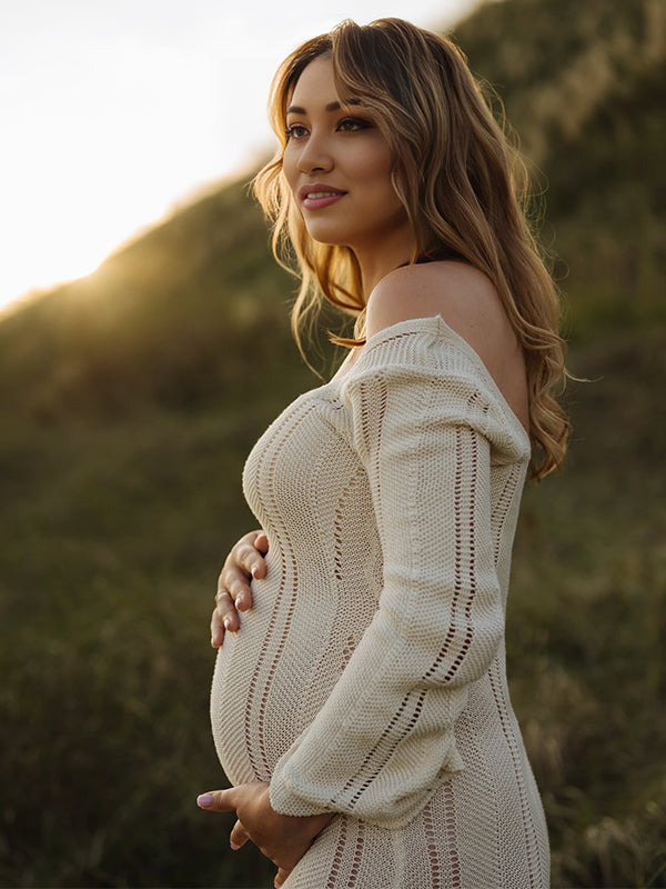 fotobeyou Knit Backless Cut Out Bodycon Mermaid Bandage Going Out Photoshoot Maternity Maxi Dress
