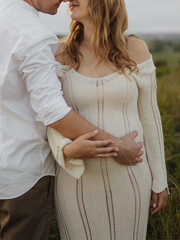 fotobeyou Knit Backless Cut Out Bodycon Mermaid Bandage Going Out Photoshoot Maternity Maxi Dress
