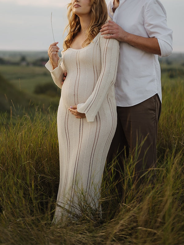 fotobeyou Knit Backless Cut Out Bodycon Mermaid Bandage Going Out Photoshoot Maternity Maxi Dress