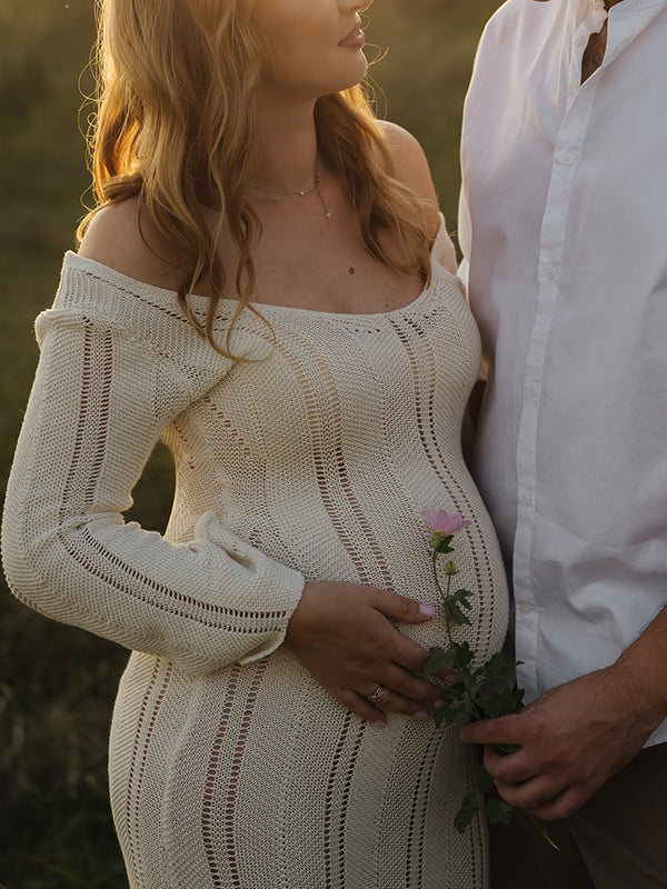 fotobeyou Knit Backless Cut Out Bodycon Mermaid Bandage Going Out Photoshoot Maternity Maxi Dress