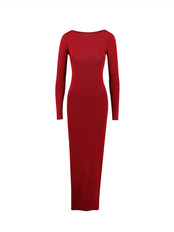 fotobeyou Red Reversible Ruched Backless Bodycon Elegant Evening Gown Maternity Photoshoot Maxi Dress