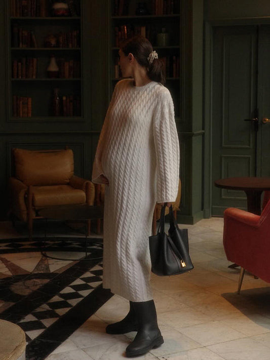 fotobeyou Apricot Knit Ribbed Elegant Going Out Cozy Casual Maternity Sweater Maxi Dress