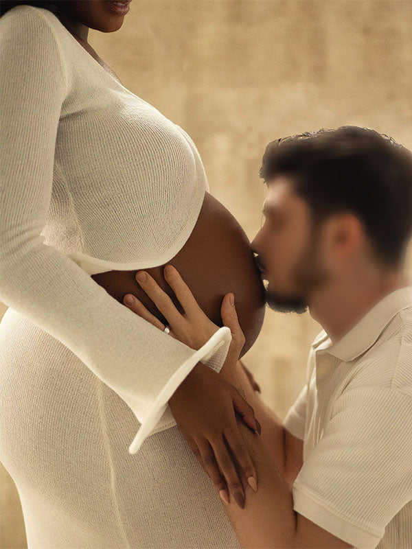 fotobeyou White 2-in-1 Ruffle Cut Out Mermaid Bodycon Elegant Photoshoot Maternity Maxi Dress
