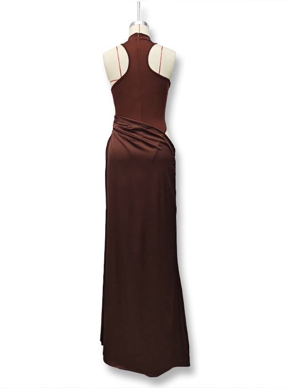 fotobeyou Color Splicing Cut Out Band Neck Bodycon Elegant Party Photoshoot Baby Shower Maternity Maxi Dress