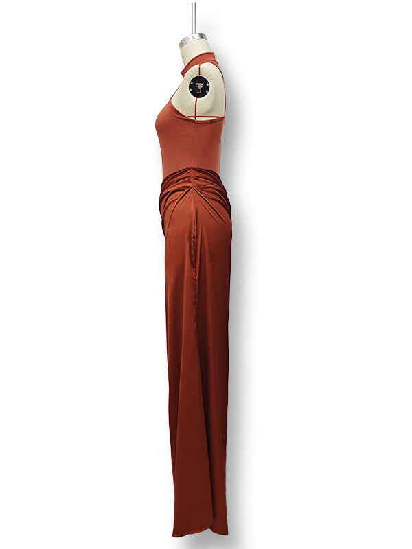 fotobeyou Color Splicing Cut Out Band Neck Bodycon Elegant Party Photoshoot Baby Shower Maternity Maxi Dress