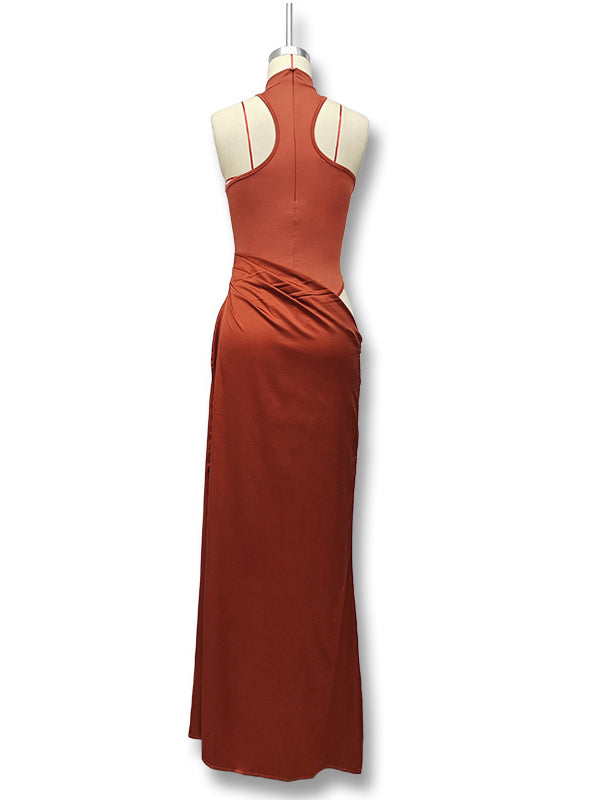 fotobeyou Color Splicing Cut Out Band Neck Bodycon Elegant Party Photoshoot Baby Shower Maternity Maxi Dress