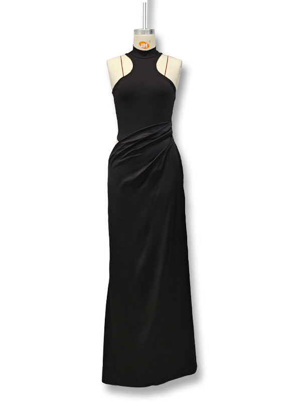 fotobeyou Color Splicing Cut Out Band Neck Bodycon Elegant Party Photoshoot Baby Shower Maternity Maxi Dress