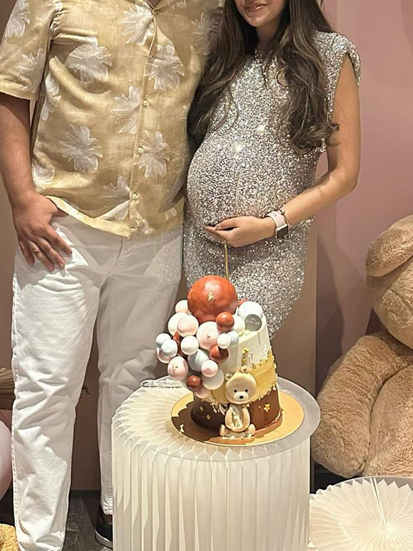 fotobeyou Sparkle Sequin Shoulder Pads High Neck Sleeveless Bodycon Elegant Cocktail Party Maternity Photoshoot Baby Shower Mini Dress