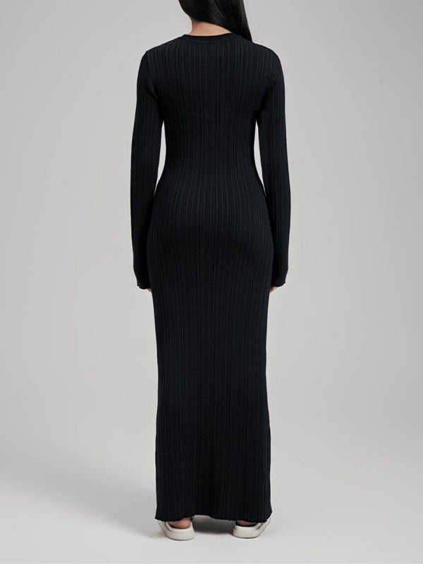 fotobeyou Knit Solid Color Elegant Photoshoot Baby Shower Maternity Maxi Sweater Dress