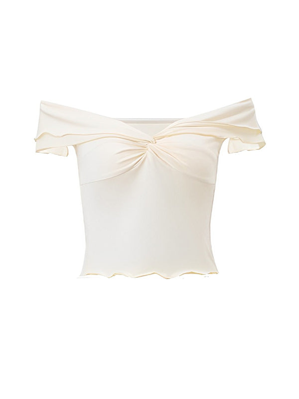 fotobeyou Ivory White Two Piece Set Off Shoulder Ruffle Falbala Bodycon Elegant Maternity Boho Photoshoot Baby Shower Maxi Dress
