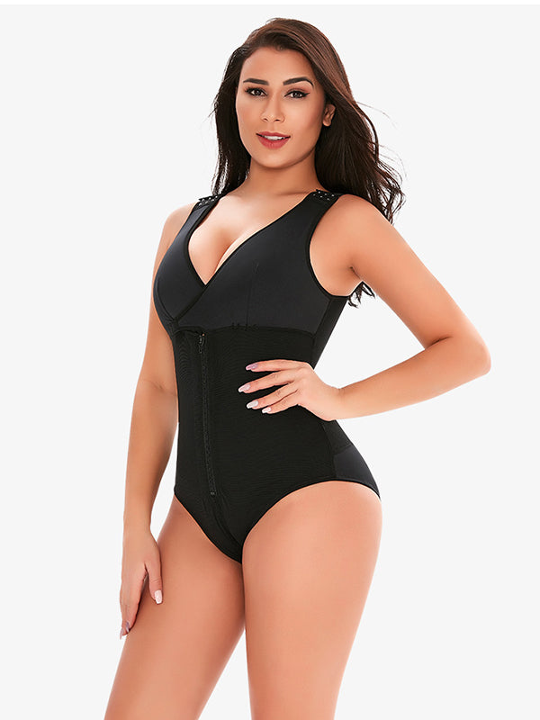 fotobeyou Plus Size Zipper Adjustable Shoulder Strap Tummy Control Breastfeeding Maternity Bodysuit Postpartum Nursing Shaper