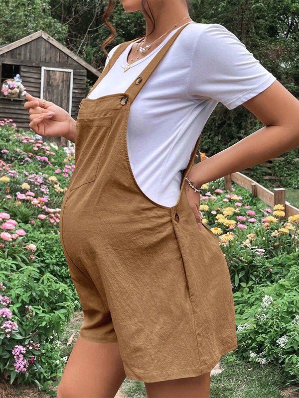 fotobeyou Pockets Buttons Adjusted Daily Casual Fashion Waist Overall Pants Maternity Jumpsuit