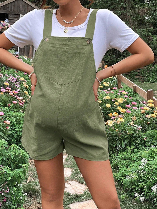 fotobeyou Pockets Buttons Adjusted Daily Casual Fashion Waist Overall Pants Maternity Jumpsuit