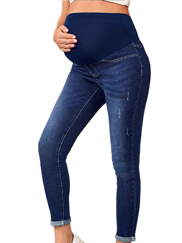 fotobeyou Over Belly Comfy Stretch High Waisted Denim Pregnancy Pants Maternity Skinny Jeans
