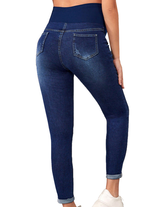 fotobeyou Over Belly Comfy Stretch High Waisted Denim Pregnancy Pants Maternity Skinny Jeans