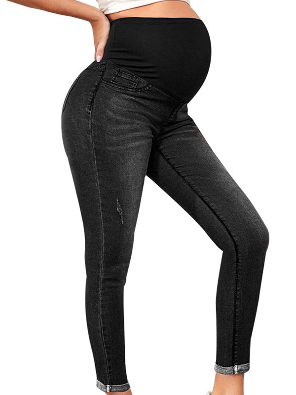 fotobeyou Over Belly Comfy Stretch High Waisted Denim Pregnancy Pants Maternity Skinny Jeans