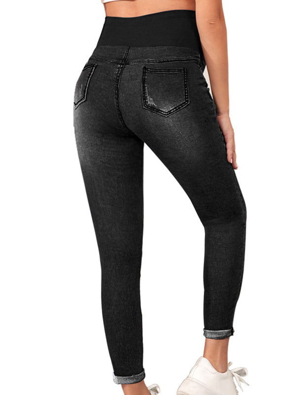 fotobeyou Over Belly Comfy Stretch High Waisted Denim Pregnancy Pants Maternity Skinny Jeans