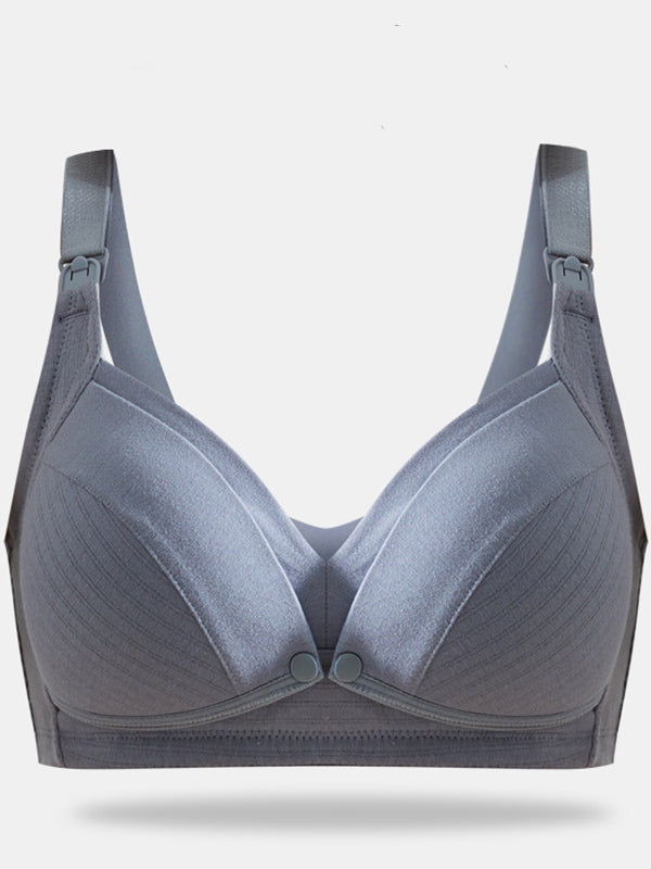 fotobeyou Solid Color Nursing Bras Ribbed Seamless Bralettes Support Sports Bra Wireless Maternity Breastfeeding Bra Sleep