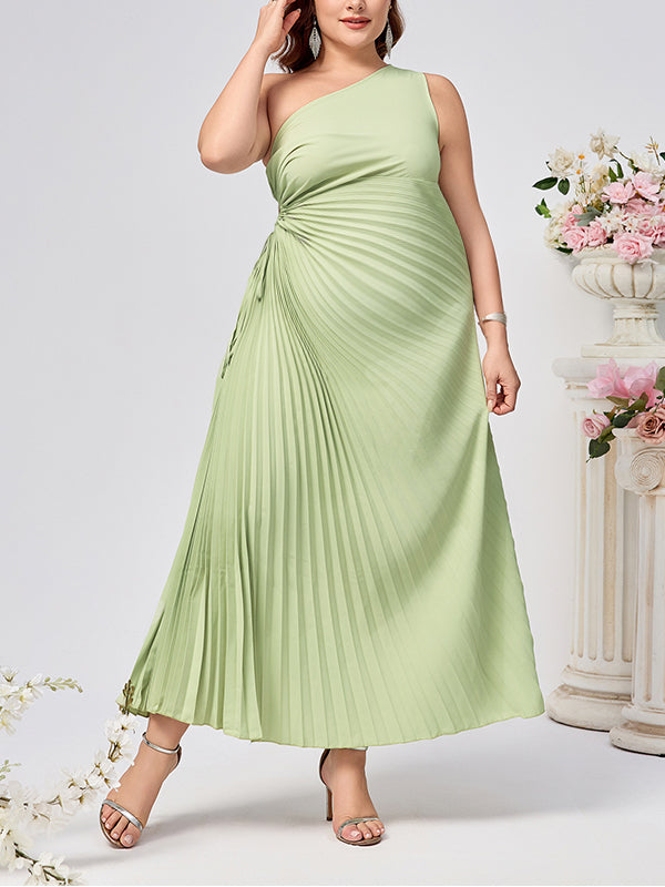 fotobeyou Light Green Irregular Drawstring Side Draped Pleated Photoshoot Maternity Maxi Dresses