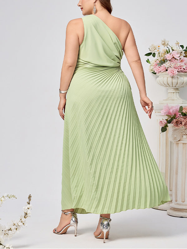 fotobeyou Light Green Irregular Drawstring Side Draped Pleated Photoshoot Maternity Maxi Dresses