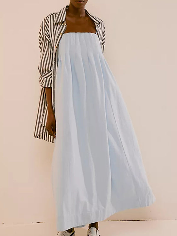 fotobeyou White Cami Big Swing Boho Maternity Baby Shower Maxi Dress