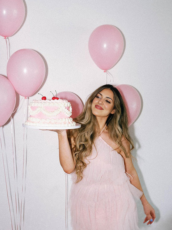 fotobeyou Pink Halter Neck Tulle Gossip Sweet Banquet Maternity Photoshoot Maxi Dress