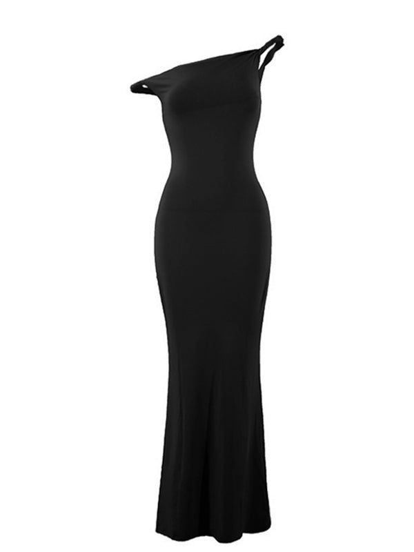 fotobeyou One Shoulder Mermaid Elegant Maternity Photoshoot Maxi Dress