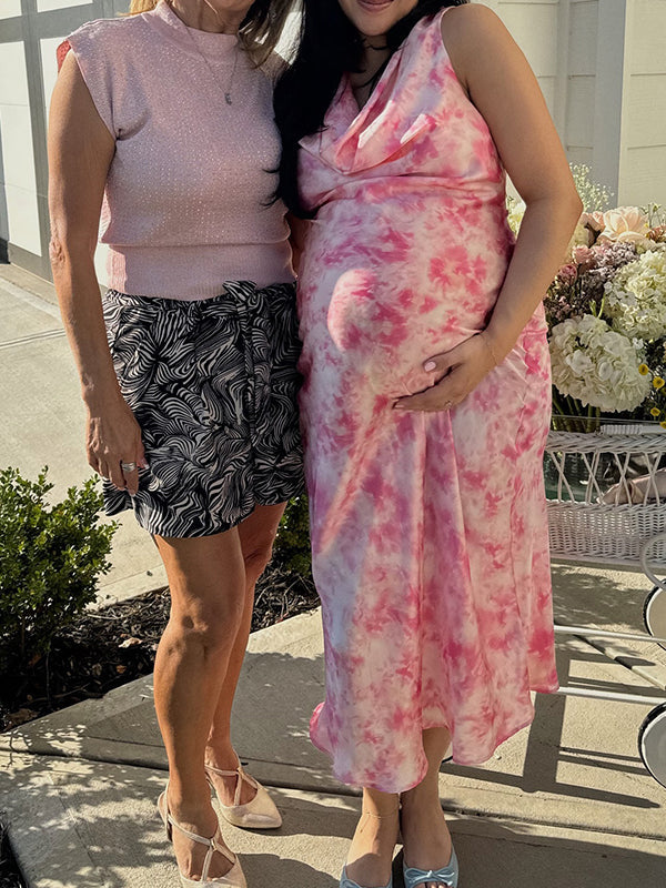 Halter Neck Stamp Duty Maternity Baby Shower Maxi Dress