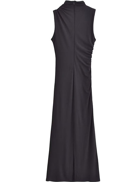 High Neck Ruched Maternity Baby Shower Maxi Dress