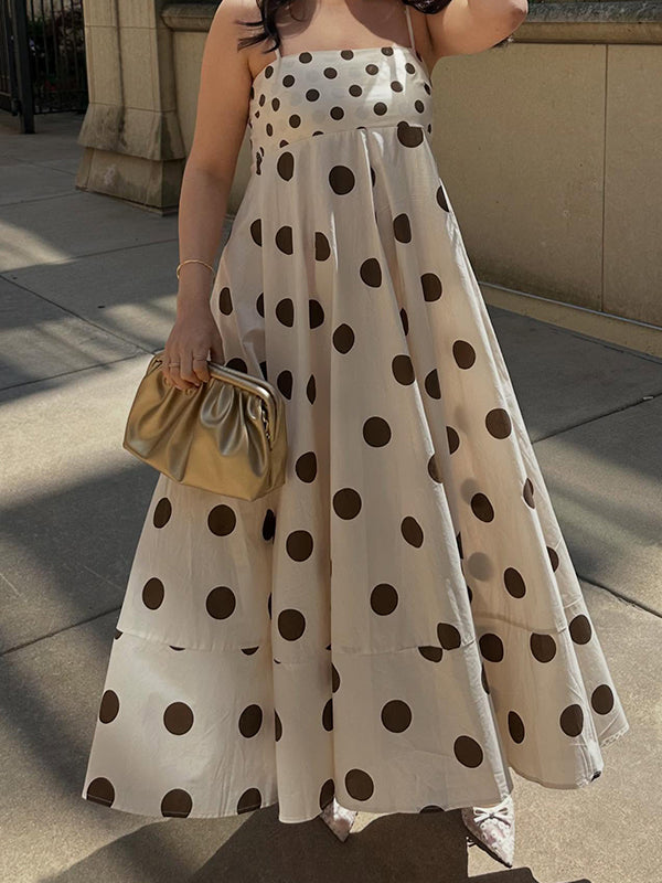 Polka Dot Cami Big Swing Maternity Baby Moon Maxi Dress
