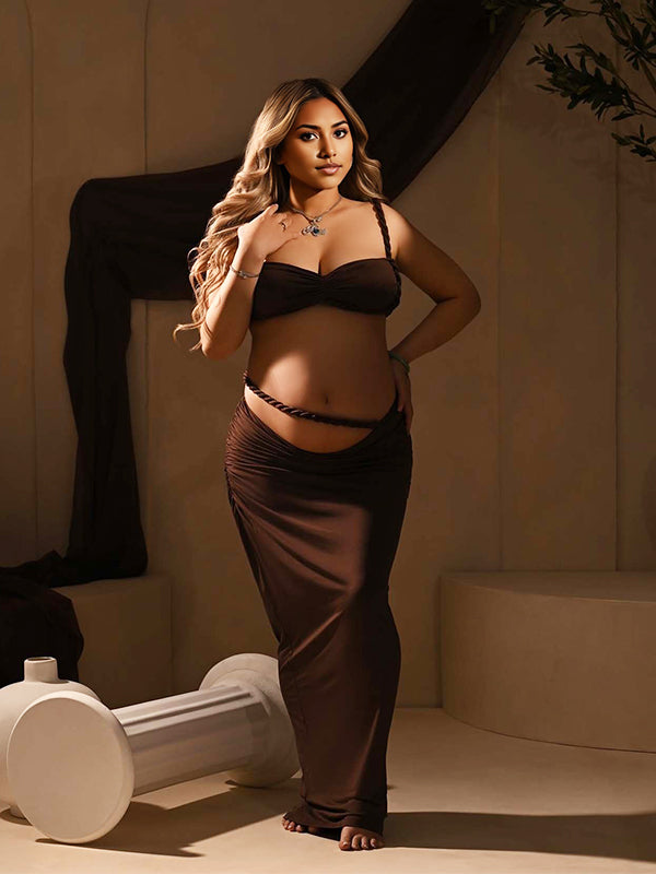 fotobeyou Cut Out Ruched Photoshoot Maternity Maxi Dress