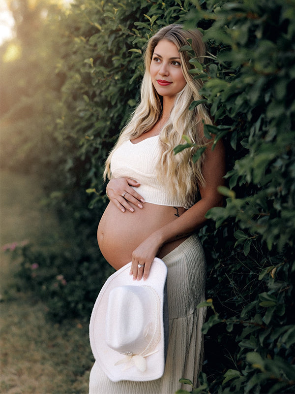 fotobeyou Lvory 2 Pieces Smocked Flowy Photoshoot Maternity Maxi Dress