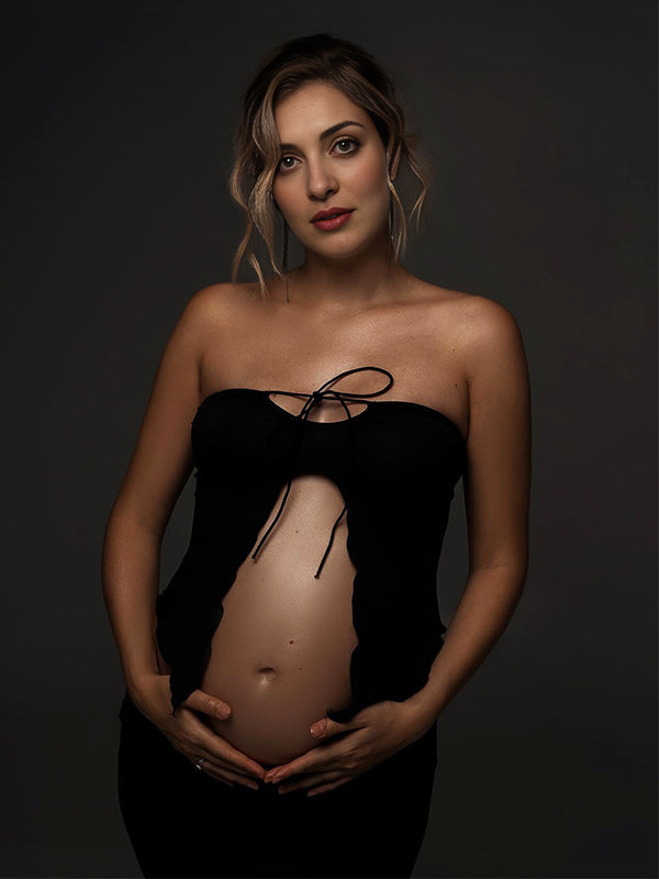 fotobeyou 2-in-1 Tie Slit Mermaid Photoshoot Maternity Maxi Dress