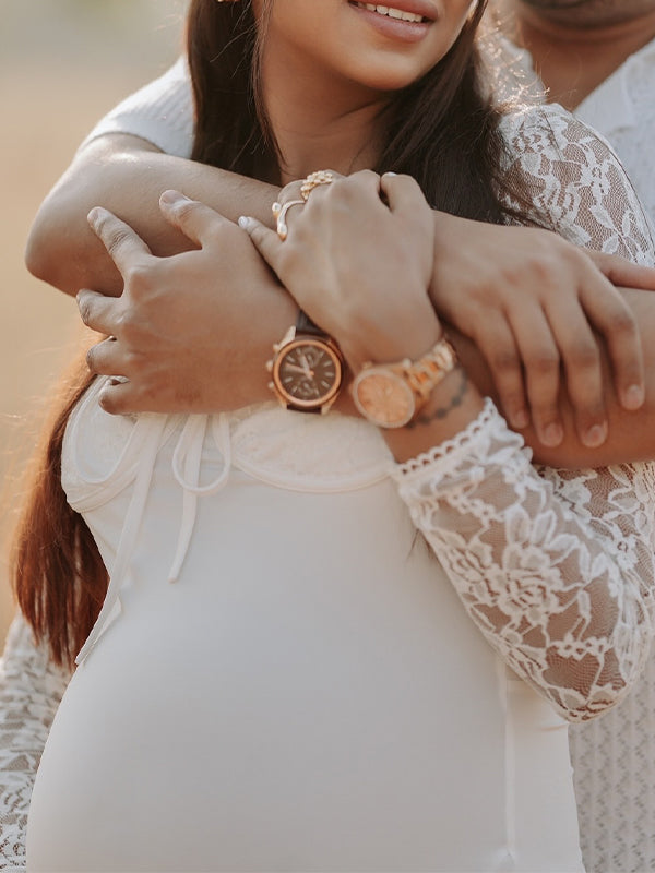 fotobeyou Lace Side Slit Backless Tie Photoshoot Maternity Maxi Dress