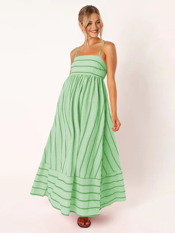 Fotobeyou Striped Flowy Photoshoot Maternity Maxi Dress