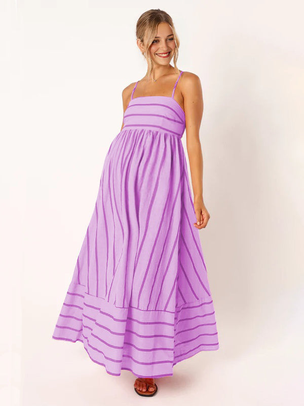 Fotobeyou Striped Flowy Photoshoot Maternity Maxi Dress